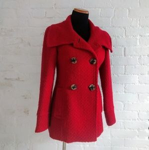 Trina Turk Red Wool Blend Peacoat